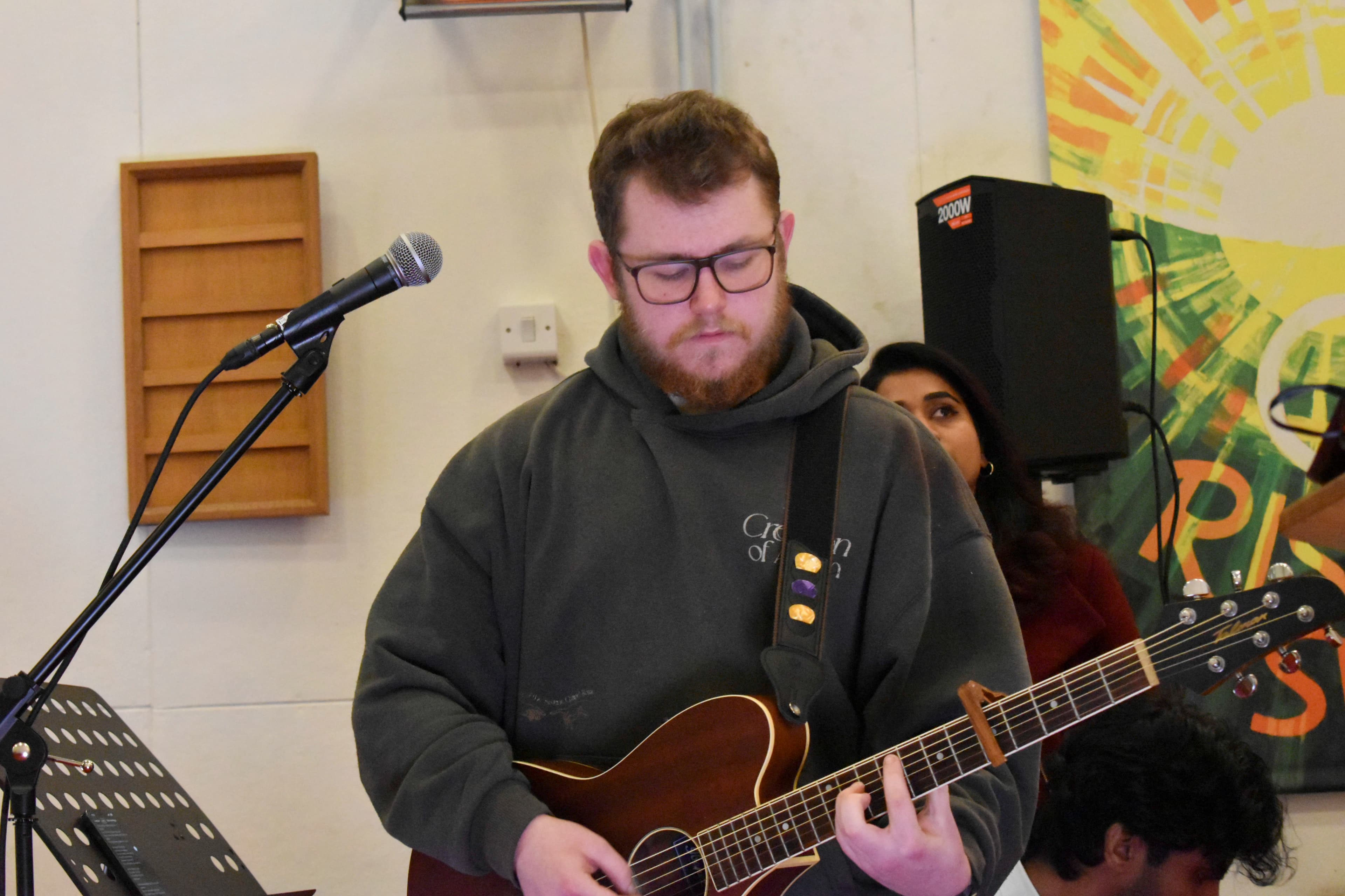 Olli leading worship during a service at our Church in Liverpool