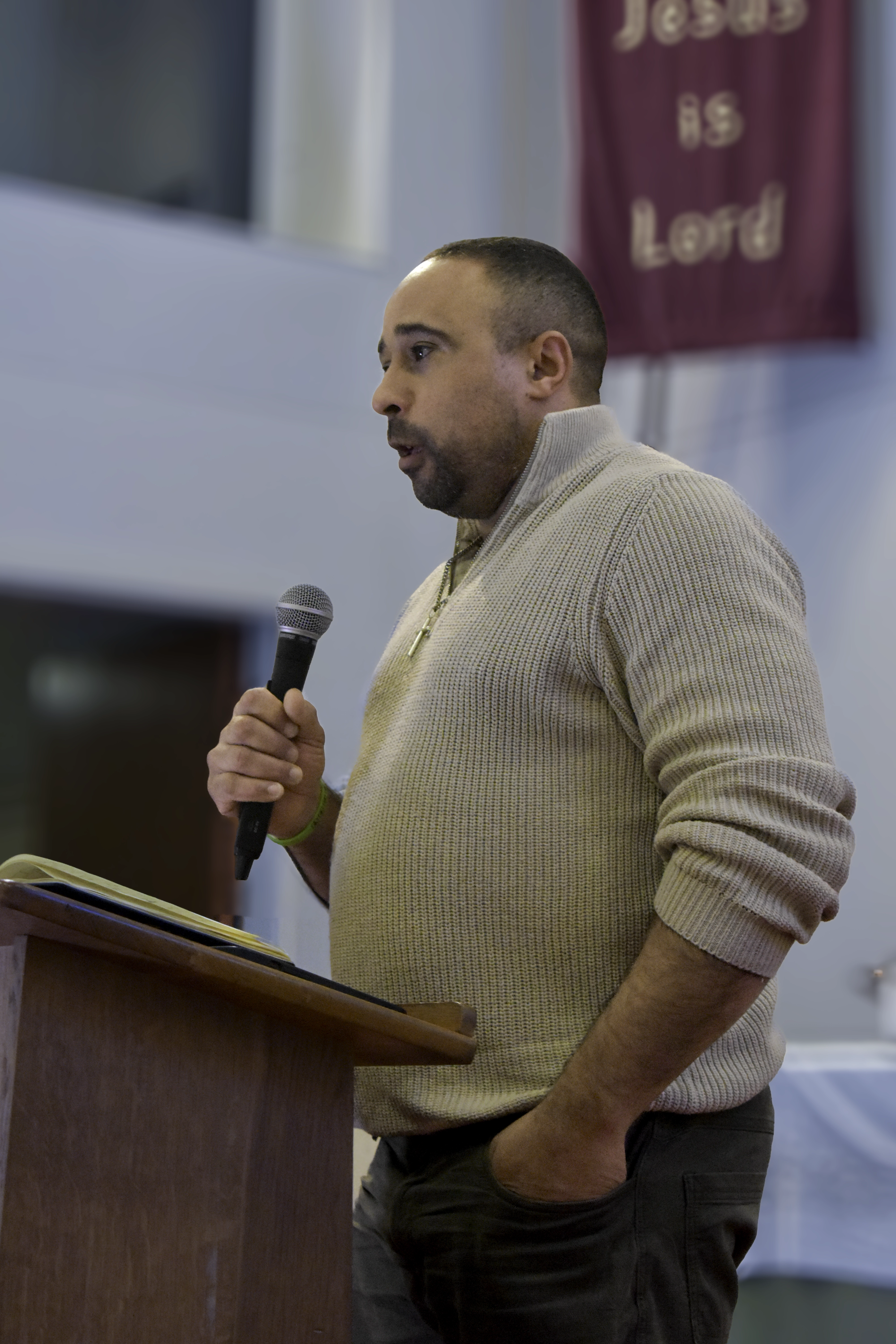 Pastor Craig preaching at Word and Spirit Embassy Church in Liverpool